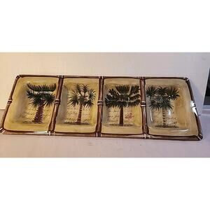Discontinued Relish Tray Bora Bora Tabletops Unlimited Ceramic 4 Part Palm Tree